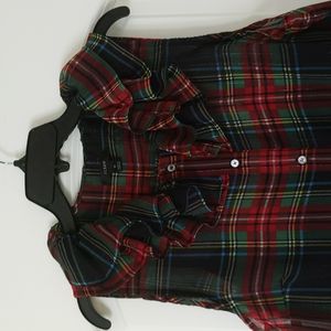 NWOT J.Crew Sleeveless Ruffle Collar Blouse Stewart Tartan Plaid Frills Medium
